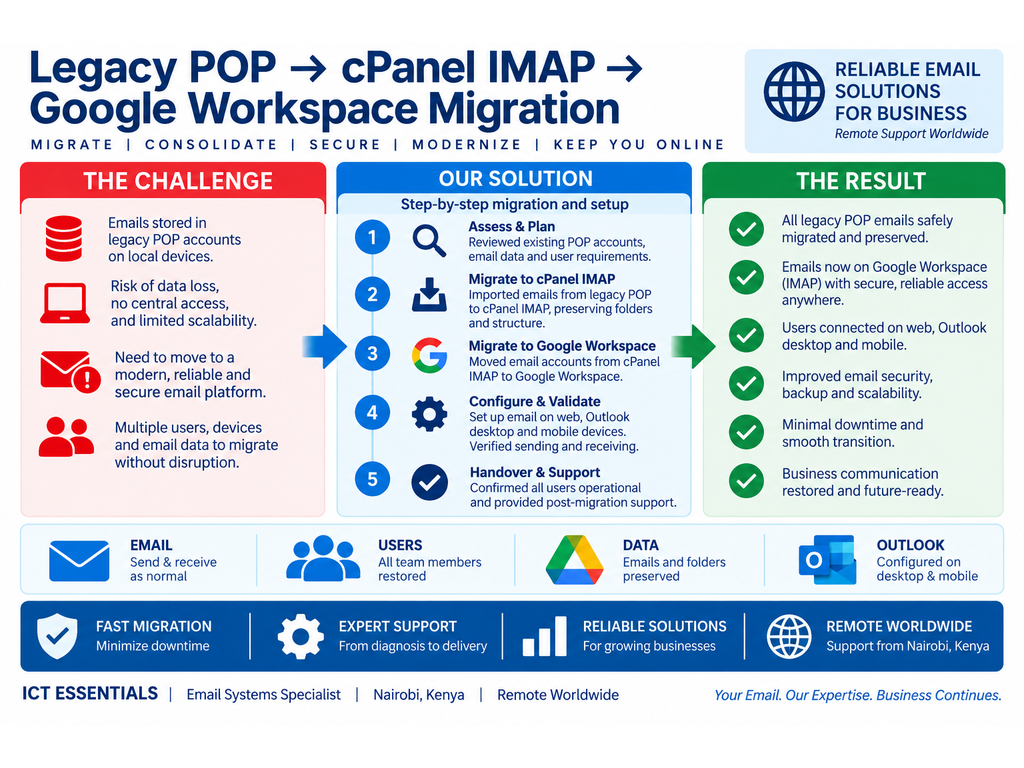Legacy POP to cPanel IMAP to Google Workspace Migration case study